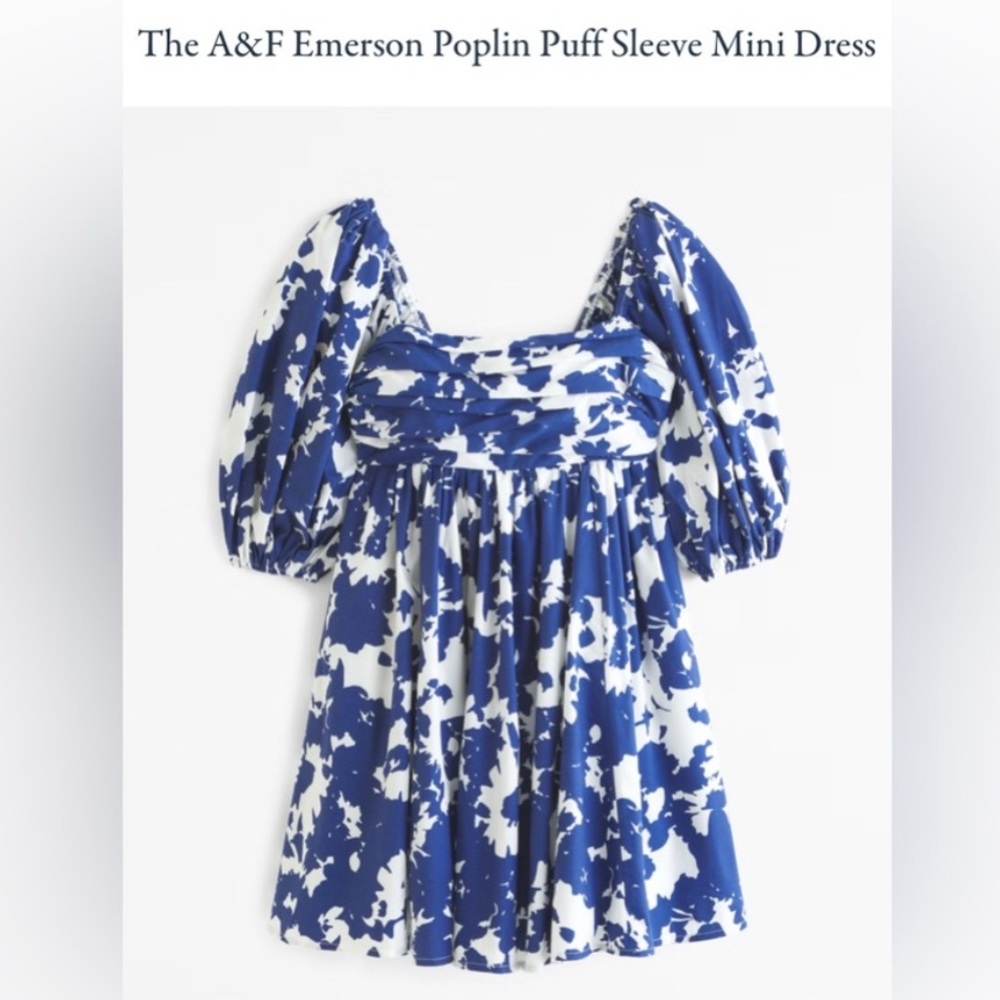 Abercrombie & Fitch Emerson Poplin Mini Dress || Blue and White || Size Small